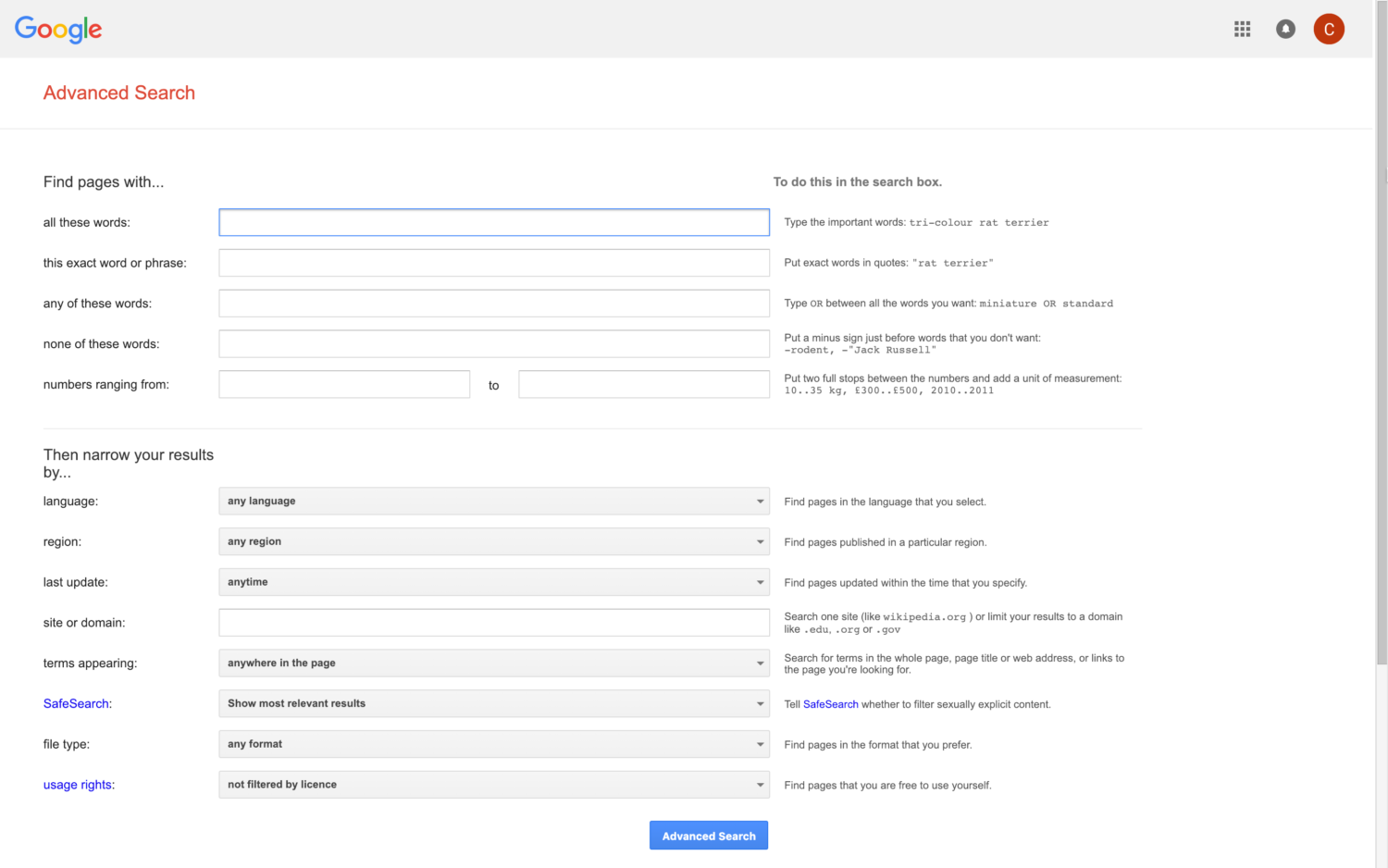 DO AN ADVANCED SEARCH ON GOOGLE visual data 4